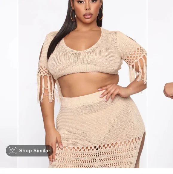 Crochet Skirt Set - Cream 3X - Picture 5 of 8